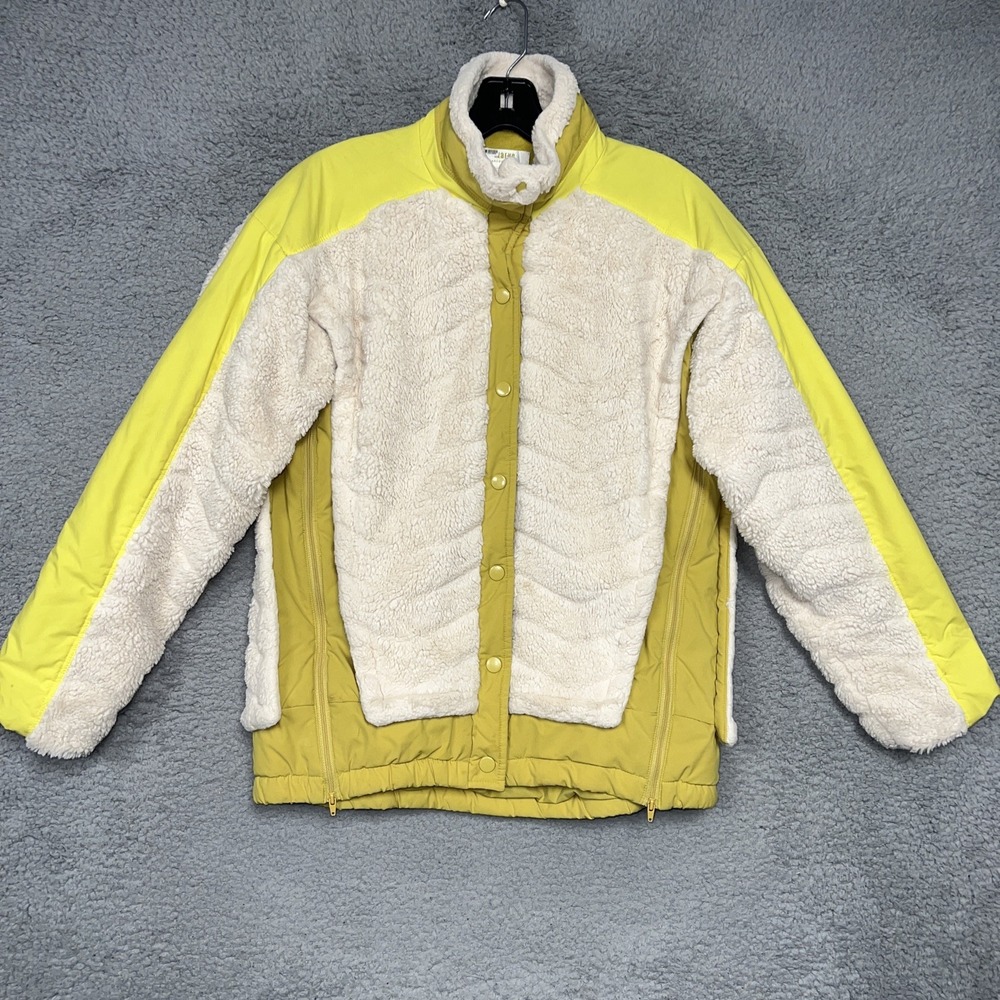 Maeve by Anthropologie Snow Day Jacket Women's Sz XS Yellow White Sherpa Quilted